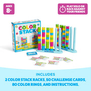 Color Stack Challenge, Color Matching Game by Relatable | Fast Paced Fall Festival Games for Family Game Night, Includes 2 Racks, 50 Cards, 80 Rings