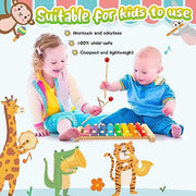 LovesTown Wooden Xylophone, 8 Rainbow Keys, 2 Mallets | Xylophone for Kids, Toddler Percussion Instruments, Music Toys, Goodie Bag Stuffers, Gifts for Kids