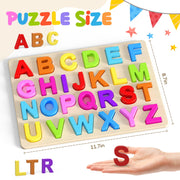 Zeoddler Alphabet Puzzles, Wooden Puzzles for Toddlers, ABC Shape Puzzles for Kids, Preschool Learning Activities, Gift for Girls Boys