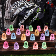DULEFUN 100pcs Halloween Mini Ghosts Figures, Luminous Small Little Resin Ghost Figurines to Hide Glow in The Dark Tiny Statue for Halloween Party Favors Dollhouse Decorations Toys