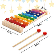 MCPINKY Xylophone for Kids with 2 Mallets, Wooden, Rainbow | Baby Xylophone, Musical Instruments Toy for Toddlers, Birthday Party Favors