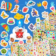 48 Sheets Stickers for Kids, Cute Stickers Variety Pack for Scrapbooking | Teachers Classroom Prizes, Goodie Bag Stuffers Including Animals, Cars, Dinosaurs, Fishes, Hearts, Stars and More
