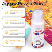YAKAMOZ Jigsaw Puzzle Glue Clear with Silicone Brush, Sponge Head, 120mL | Clear Drying Formula | Protect Finished Puzzle Artwork | Easy Sponge Head Application