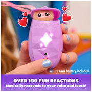 Peekimo Pink Interactive Pet and Wearable Charm Accessory, 100+ Reactions | Reacts to Touch & Voice, Nurture & Play Games, Wear Lanyard or Clip as a Bag Charm; 1 AAA Battery, Kids Toys for Ages 5+