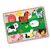 Melissa & Doug Farm Animals Wooden Chunky Puzzle 8-Piece Set | 8 Chunky Wooden Pieces, Stand-Up Farm Animals and Barn, Motor Skill Building Puzzle Play, Toddler Toys for Kids, Ages 2+
