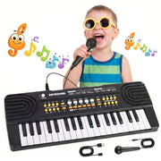 37 Key Upgraded Keyboard Piano with Microphone Kids Music Toy Ages 3-7 | Toddler First Electric Musical Instrument Learning Toy for 3 4 5 6 7 Year Old Boys Girls Birthday Gifts (Black)