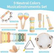 Kids Musical Instruments Set Wooden Montessori Toys for Boys and Girls | musical toy for kids 18 month+, xylophone tambourine set for kids preschool educational, Christmas birthday gift