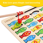 Magnetic Wooden Fishing Game Toy for Preschoolers, Alphabet Fish Catching Counting Games Puzzle with Numbers and Letters, Preschool Learning ABC and Math Educational Toys for 3 4 5 Years Old Kids