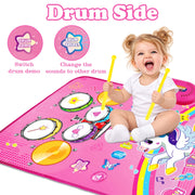 Toys for 1 Year Old Girl Gifts: 3 in 1 Baby Musical Mat Toddler Toy Age 1-2 | Piano Drum Animal Touch Unicorn Toys - Infant Music Toy 12-18 Months Babies Birthday Gifts for 1 2 3 Year Old Boys Girls