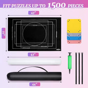 CALLKROON Puzzle Mat Roll Up for 1500 Pieces, Felt Puzzle Board Alternative Gift Set with 4 Sorting Trays and Inflatable Tube, Premium Puzzle Saver Mat for Storage, Portable Puzzle Rolling Mat