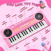 Upgraded 37 Keys Kids Piano Keyboard with Mic for 3 4 5 6 Boys Girls - Pink | Portable Toddler Music Toys Musical Instrument Birthday Xmas Gift