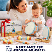 Kids Drum Set with Montessori Wooden Musical Instruments and Music Toys | Wooden Drum, Montessori Wooden Toys, Percussion Instruments, Preschool Learning, Classroom Use, Birthday Gift