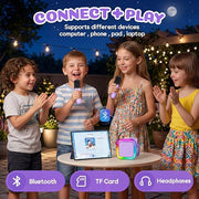 IROO Mini Karaoke Machine for Kids, Birthday Gifts Toys for Girls Ages 3-12 | 2 Wireless Mics, 5 Voice Effects & 1-Month KaraFun Premium, Bluetooth Speaker, Portable MP3 Player For Family Home Party