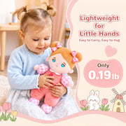 OUOZZZ Soft Baby Doll 10" Tulip Pink Snuggle Buddy Doll | First Birthday Toys for 1 Year Old Girl, Ideal 1 Year Old Girl Gifts & Baby Girl Gifts, Cuddly Toy for Infants & Toddlers