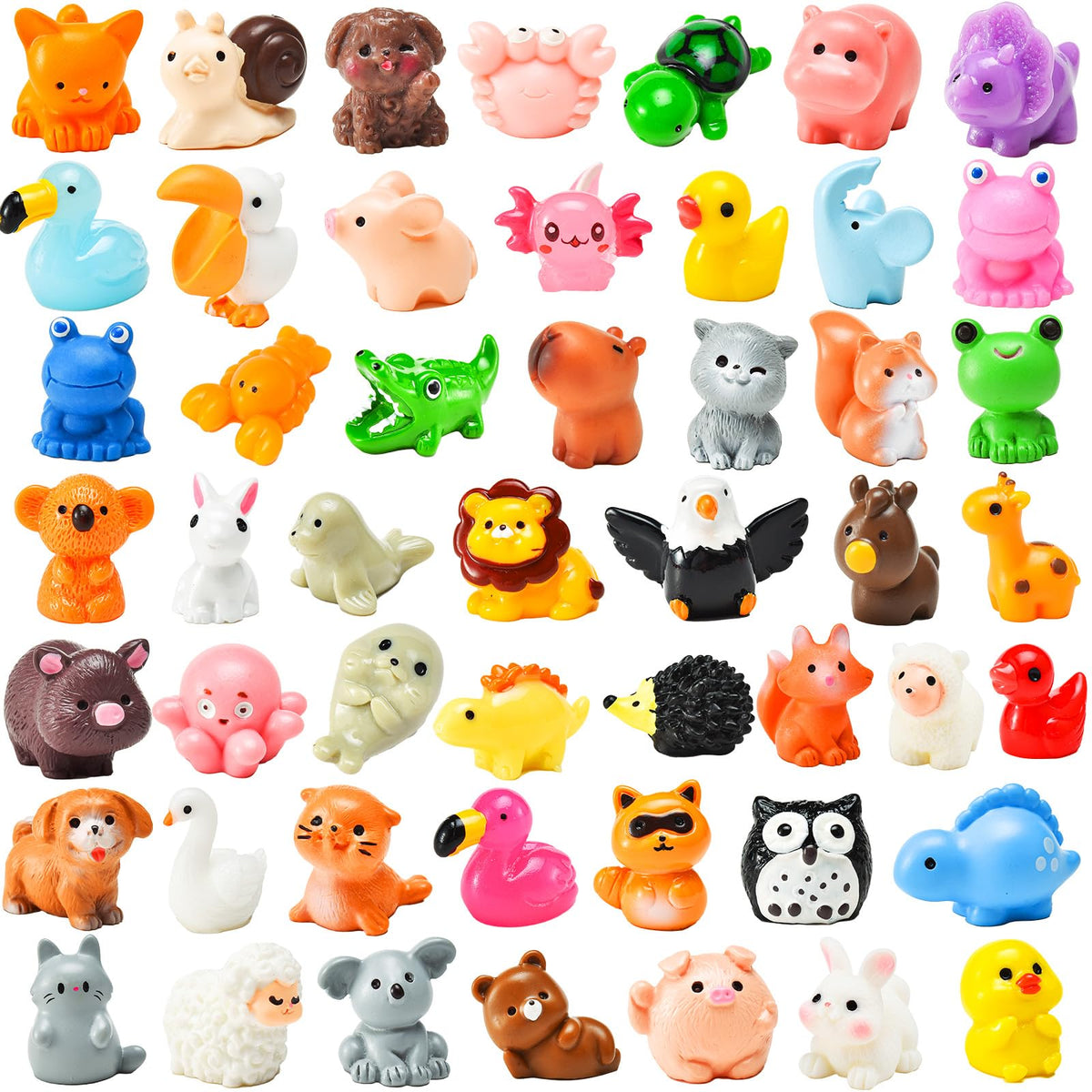 PAPPYN-A 50 Pcs Mini Resin Animal Tiny Resin Animals Figurines Bulk Miniature Little to Hide Small Animal Figures Bulk for Micro Fairy Party Favors Garden Landscape Accessories Dollhouse Crafts Decor