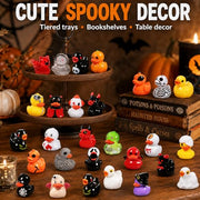 DULEFUN 61Pcs Halloween Mini Resin Duck Figures Halloween Party Favors Gift | Cute Small Little Duckies Statues Bulk Set for Office Desk Tiered Tray Decor Halloween Party Supplies Decoration