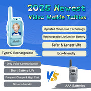 Kids Video Walkie Talkies, 2 Pack Long Range Toy Walkie-Talkie for Kids | Rechargeable, Outdoor Games Toys for Boys Girls Age 3-12, Indoor, Camping, Hiking, Travel, Christmas Birthday Gift(Blue/Pink)