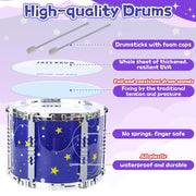 LinseyFun Upgraded Kids Drum Set for Toddlers 3-5, Light-up Jazz Drum Toy | Upgraded Kids Drum Set for Toddlers 3-5, Jazz Ages 4-6, Star Light up Musical Instrument Toy for Boys Girls 5-7 (All Plastic)