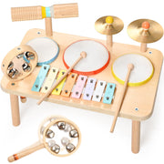 WINGYZ Kids Drum Set, 9-in-1 Montessori Toys | Wooden Musical Instruments for Toddlers, Baby Musical Toys with Drums, Xylophone, Helps Hand-Eye Coordination
