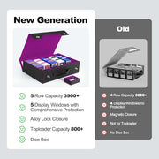 ZLCA Trading Card Storage Box 5-Row with Handle, MTG Storage Box | Holds 3900+ Cards with Commander Display, Top Loaders Organizer Case for TCG PTCG Sport Card(Black&Purple)