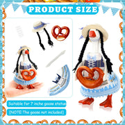 YGEINIT Oktoberfest Desk Goose Outfits 7 Inch | Desk Goose Outfits Felt Costume with Bavarian Pretzels, Oktoberfest Home and Office Decoration for Desktop Goose Statues