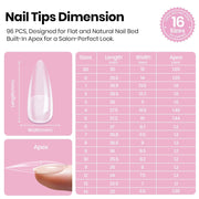 Beetles Tipex Lite Instant Apex Nail Tips, Medium Stiletto, 16 Sizes(00-14) | No Builder Gel Needed, Etched-free Acrylic Nails for DIY Salon-look False Nail Extensions, Full Cover Soft Gel Tips