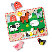 Melissa & Doug Farm Animals Wooden Chunky Puzzle 8-Piece Set | 8 Chunky Wooden Pieces, Stand-Up Farm Animals and Barn, Motor Skill Building Puzzle Play, Toddler Toys for Kids, Ages 2+