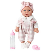 Enjoyin 12'' Baby Doll in Gift Box with Pink Cloths, Pacifier, 13''x13'' Microfabric Blanket, and Feeding Bottle. Gift Idea for Kids