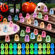 DULEFUN 100pcs Halloween Mini Ghosts Figures, Luminous Small Little Resin Ghost Figurines to Hide Glow in The Dark Tiny Statue for Halloween Party Favors Dollhouse Decorations Toys