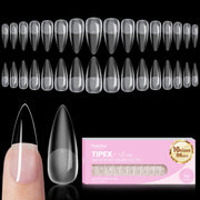 Beetles Tipex Lite Instant Apex Nail Tips, Medium Stiletto, 16 Sizes(00-14) | No Builder Gel Needed, Etched-free Acrylic Nails for DIY Salon-look False Nail Extensions, Full Cover Soft Gel Tips