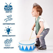 Kids Drum Set,8" Wooden Drum Toys with Adjustable Strap and 2 Drumsticks,Sensory Musical Instrument for Toddler Boys & Girls,Party Gift(Blue)