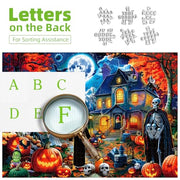 PuzzOne Halloween 1000 Pieces Puzzles for Adults Horror House Night | Halloween Spooky Skeletons and Ghosts Jigsaw Puzzle with Pumpkins for Holiday Party Game Decor Gifts Dust Free (27.5"x19.7")