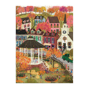 Galison - Falls Hollow 1000 Piece Jigsaw Puzzle for Adults | Illustrated by Joy Laforme, Autumn, Cozy Town, Fall Foliage, Challenging, Recycled Paper, No Dust, Finished Size 27" x 20"