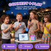 IROO Mini Karaoke Machine for Kids, Birthday Gifts Toys for Girls Ages 3-12 | 2 Wireless Mics, 5 Voice Effects & 1-Month KaraFun Premium, Bluetooth Speaker, Portable MP3 Player For Family Home Party