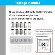 SUZEYAR 10 pcs Miniature Led Lights,Tiny Lights for Hand Craft/DIY,Miniature Lights Battery Powered, Dollhouse Light,Mini Lights for Toy Brick Building Blocks- 10 Pack (Warm White)