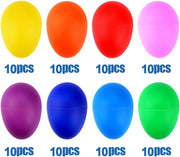 Augshy 40PCS Plastic Egg Shakers Percussion Musical Maracas Easter Eggs with a Storage Bag for Music Learning DIY Painting(8