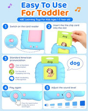 Aullsaty Talking Flash Cards for Toddlers 1-3, Upgraded 248 Sight Words Montessori Speech Therapy Toy, Autism Sensory Educational Learning Toys, Birthday Gift for Boys Girls (Blue)