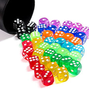 50 Pieces Dice Set, 14mm Bulk 6 Sided Colored Dices for Board Games, Math Learning,Classroom