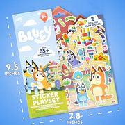 Horizon Group USA Bluey Sticker Playset, 2 Sticker Play Scenes, 35+ Reusable Puffy Bluey Repositionable Stickers for Kids, Perfect for Travel, Screen-Free Fun