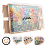 ALL4JIG 1500 Piece Rotating Puzzle Board with 4 Drawer 24.92"x33.58"Portable Wooden Jigsaw Puzzle Table for Adults,Lazy Susan Spinning Puzzle Boards Birthday Gift for mom,Surface for Bricks Building