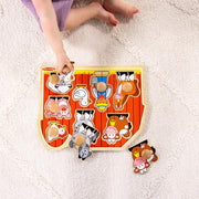 Melissa & Doug Farm Animals Jumbo Knob Wooden Peg Puzzle | 8 Jumbo Peg Pieces, Wooden Board, Farm Animal Matching, Shape Recognition, Montessori Inspired Toddler Toys for Kids, Ages 1+