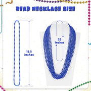 Huskein 200 PCS Beaded Necklace, 33" Mardi Gras Beads, Blue Bead Necklace, Mardi Gras Accessories, Parade Beads Bulk for Hanukkah Christmas Pirate Birthday Gender Costume Party Supplies