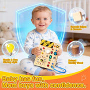 Grarain Busy Board for Toddlers - Montessori Educational Toy for 1-3 Year Old Boys & Girls | Travel-Friendly Sensory Learning Activity | Ideal for Kids with Autism(Busy Board v2)