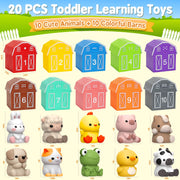 Learning Toys for 1,2,3 Year Old Toddlers, 20Pcs Farm Animals Toys Montessori Counting, Matching & Sorting Fine Motor Games, Christmas Birthday Easter Gift for Baby Boys Girls Age 12-18 Months