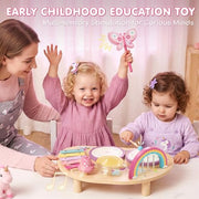 Lehoo Castle Toddler Drum Set Wooden, Unicorn Montessori Toys for Girls | Baby Drum Set Music Toys with Xylophone, 7 in 1 Toddler Musical Instruments, Educational Birthday Gift for 12-18 Months Girl