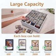 RLAVBL 4 Pack Trading Card Storage Box, 3600 Count Cardboard Card Boxes | 64 Dividers for Sports, MTG, TCG, Toploader, 4 Row