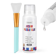 YAKAMOZ Jigsaw Puzzle Glue Clear with Silicone Brush, Sponge Head, 120mL | Clear Drying Formula | Protect Finished Puzzle Artwork | Easy Sponge Head Application