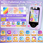 Kids Smart Phone for Girls, Christmas Birthday Gifts for Girls Age 3-10 | Kids Toys Cell Phone, 2.8" Touchscreen Toddler Learning Play Toy Phone with Dual Camera, Game, Music Player, 8GB Card, Purple