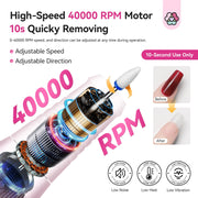 SAVILAND Nail Drill Professional 40000 RPM Cordless for Thick Acrylic Nails