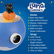 LUNA STORYTIME Halloween Black Cat Figurine Cartridge – Projects 5 Halloween Stories and 5 Fun, Spooky Songs, Over 30 Minutes of Audio Content | Gift and Toy for Ages 3+